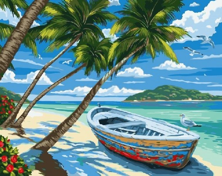 Buy Diamond painting kit-Beach with palmes-DM-212