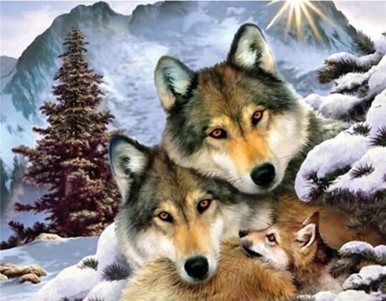 Buy Diamond painting kit-Family of wolves-DM-275