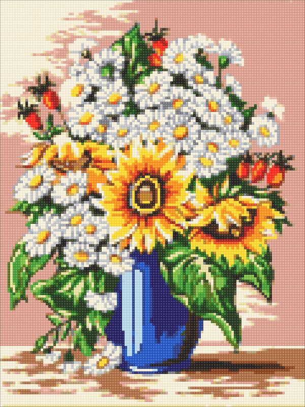 Buy Diamond painting kit-Bouquet of daisies and sunflowers-DM-306