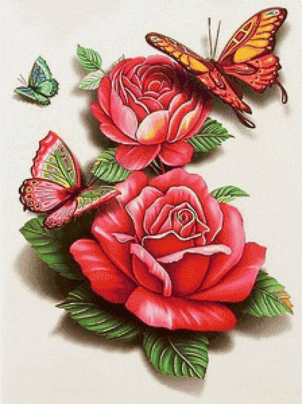 Buy Diamond painting kit-Butterflies on roses-DM-327
