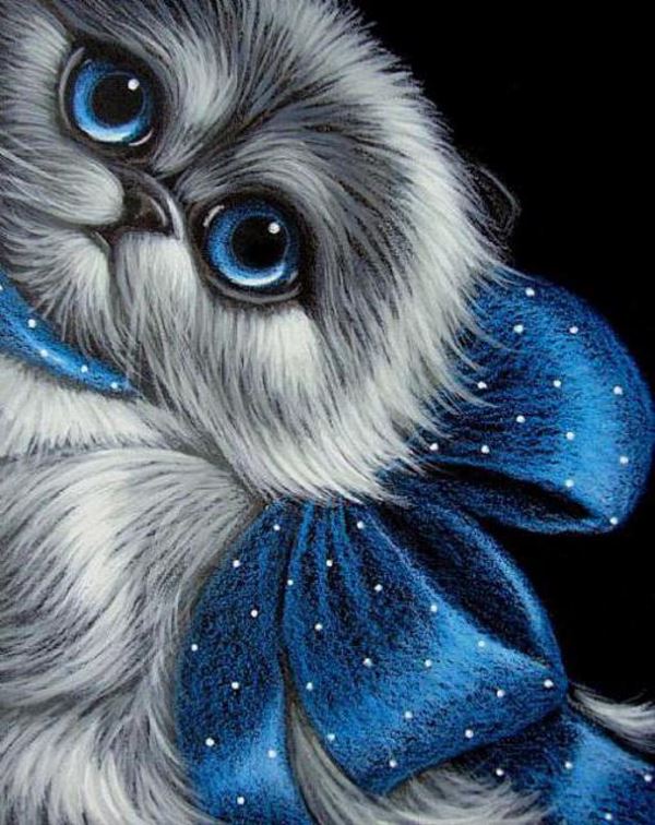 Buy Diamond painting kit-Kitten with blue bow-DM-341