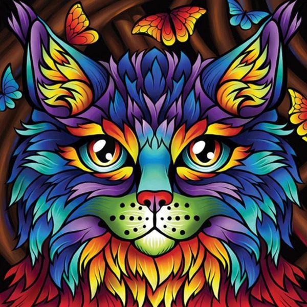 Diamond painting kit - Colorful cat Embroidery Mosaic Cross Stitch Full  Square