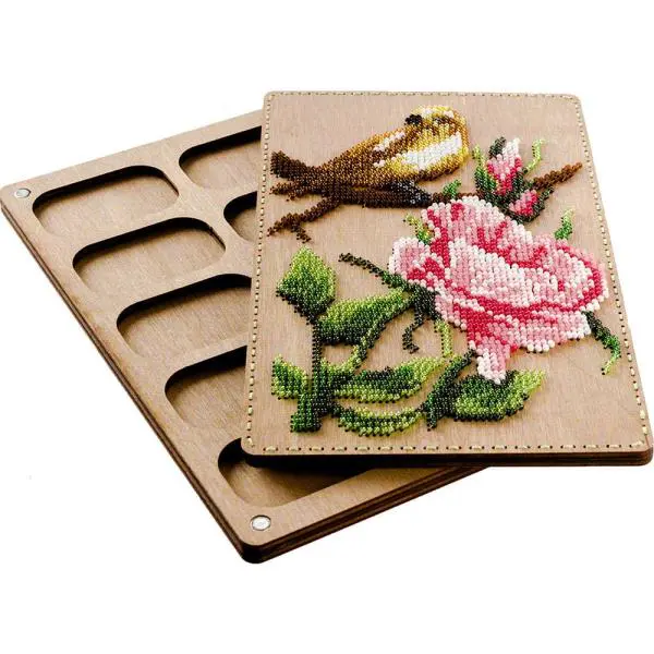 Buy Plywood Bead Organizer box with wooden lid for embroidery with beads-FLZB-070