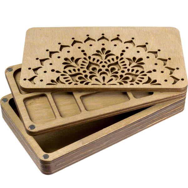 Buy Wood case Organizer for beads multi-tiered with wooden lid Jewelry tray-FLZB-079_1