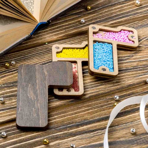 Buy Plywood Bead Organizer box Alphabet with wooden lid Jewelry making tray-FLZB-125(¥)