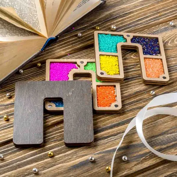 Buy Plywood Bead Organizer box Alphabet with wooden lid Jewelry making tray-FLZB-141(Ï)