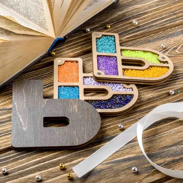 Buy Plywood Bead Organizer box Alphabet with wooden lid Jewelry making tray-FLZB-152(Ü)
