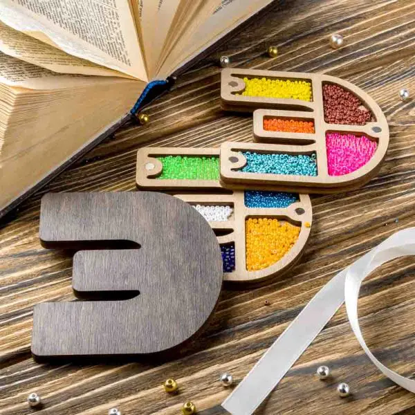 Buy Plywood Bead Organizer box Alphabet with wooden lid Jewelry making tray-FLZB-155(Ý)