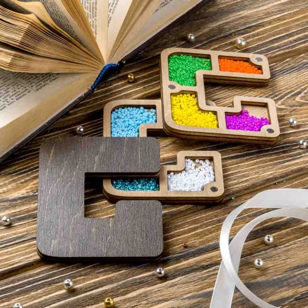 Buy Plywood Bead Organizer box Alphabet with wooden lid Jewelry making tray-FLZB-160(G)