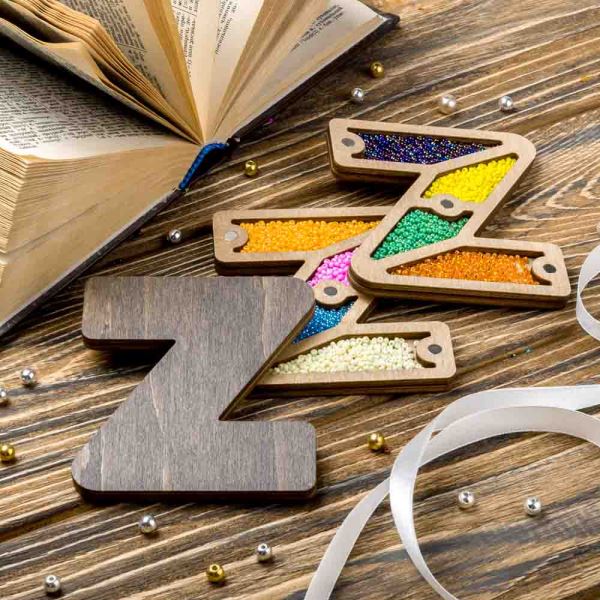 Buy Plywood Bead Organizer box Alphabet with wooden lid Jewelry making tray-FLZB-171(Z)