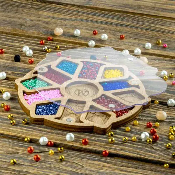 Buy Plywood Bead Organizer box with transparent lid beadwork accessory-FLZB-183