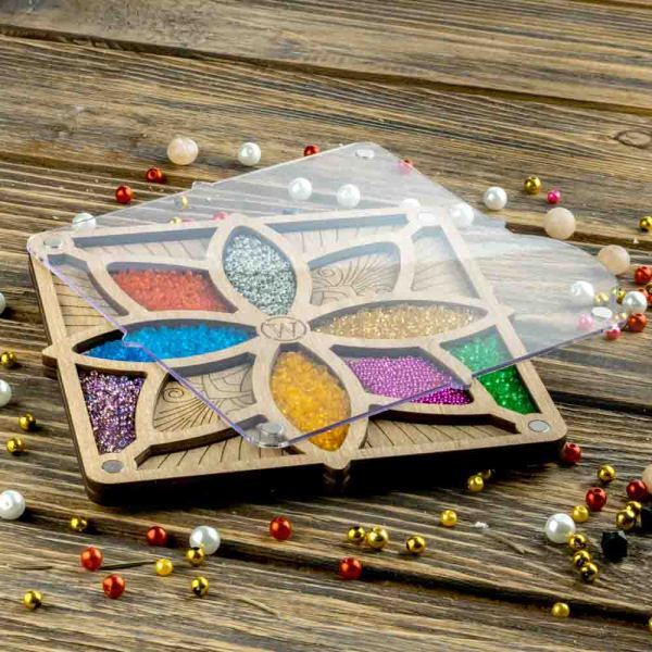 Buy Plywood Bead Organizer box with transparent lid beadwork accessory-FLZB-191