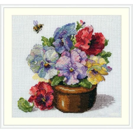 Buy Cross stitch kit Spring pansies-K-215