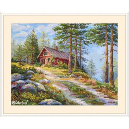 Buy Cross stitch kit Red Cabin in the Woods-K-254