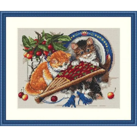 Buy Cross stitch kit Kittens and cherries-K-68