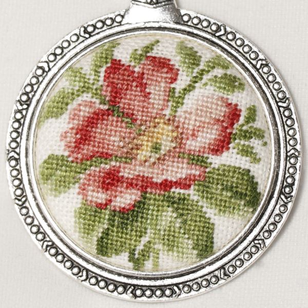 Buy Kit for making adornment in micro-embroidery technique - Pendant Dog-rose-MB0101_1