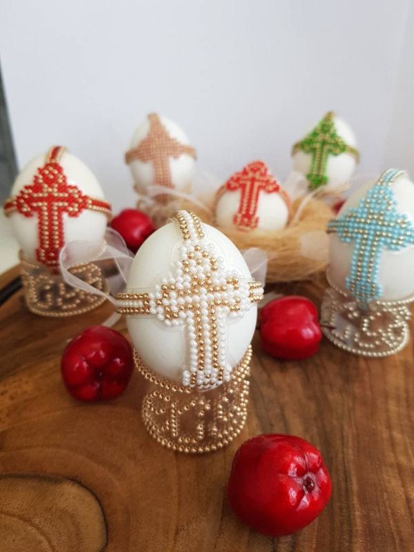 Buy Bead embroidery kit with a plastic base - Easter eggs set 6pcs._8
