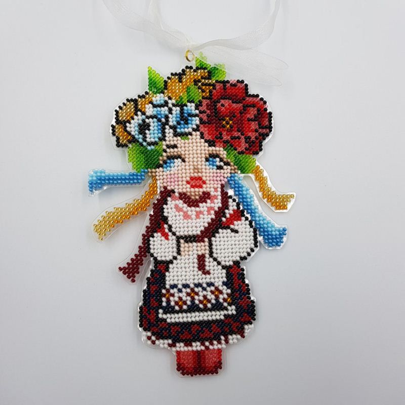 Buy Bead embroidery kit with a plastic base - Ukrainian girl