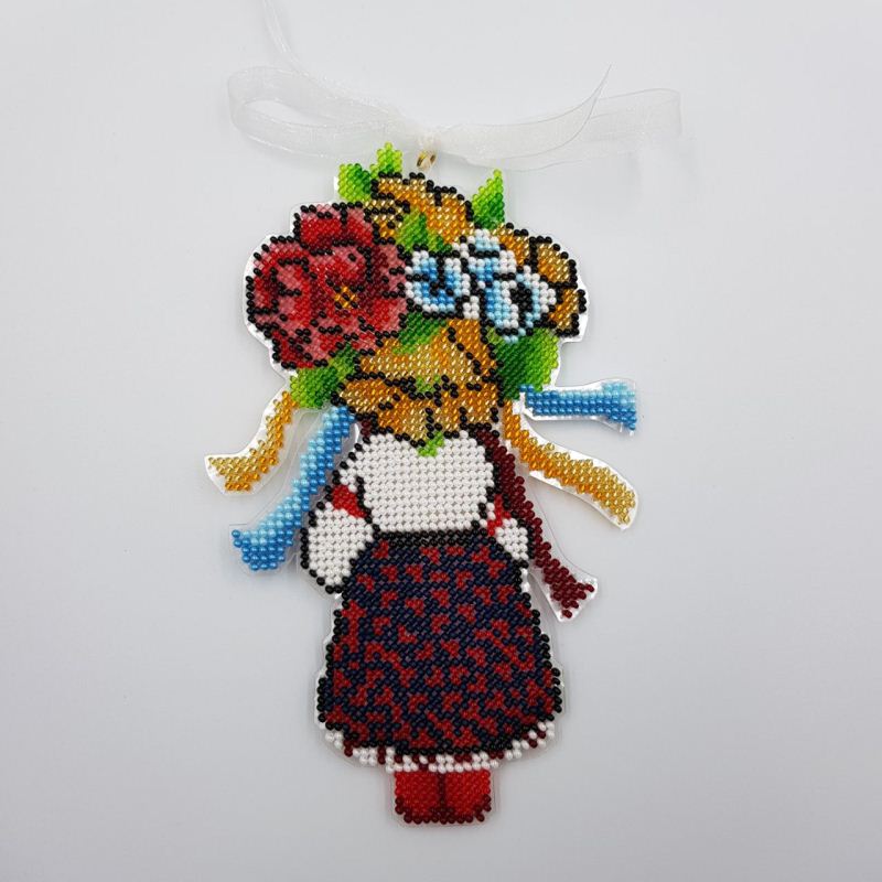 Buy Bead embroidery kit with a plastic base - Ukrainian girl_1