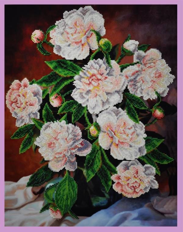 Buy Bead embroidery kit Bouquet of peonies-P-103