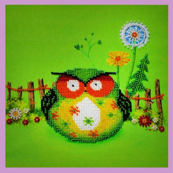 Buy Bead embroidery kit Merry owlets - 2-P-130