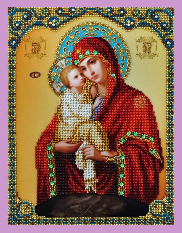 Buy Bead embroidery kit Icon of the Virgin Mary and Christ-P-187