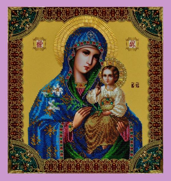 Buy Bead embroidery kit Icon of the Virgin Mary and Christ-P-203