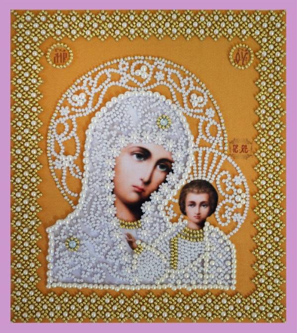Buy Bead embroidery kit Icon of the Virgin Mary and Christ-P-206