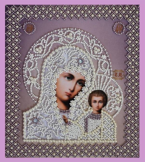 Buy Bead embroidery kit Icon of the Virgin Mary and Christ-P-208