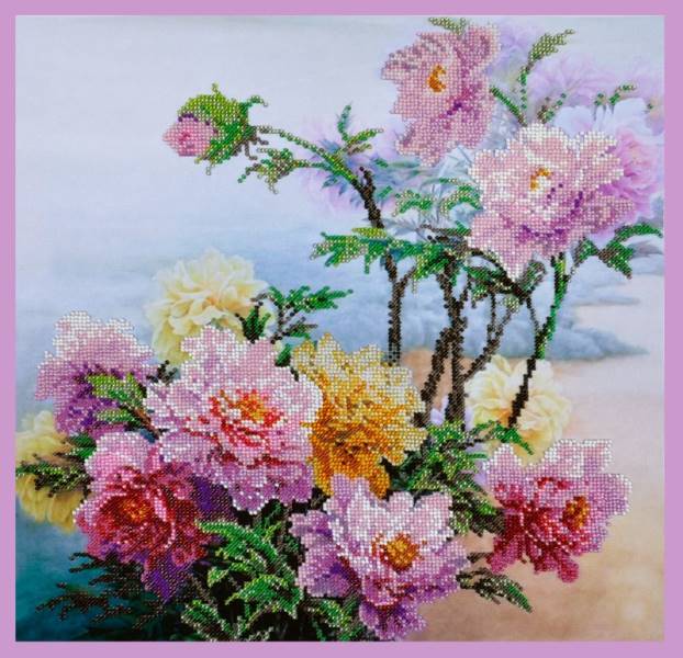 Buy Bead embroidery kit Chinese peonies-P-210