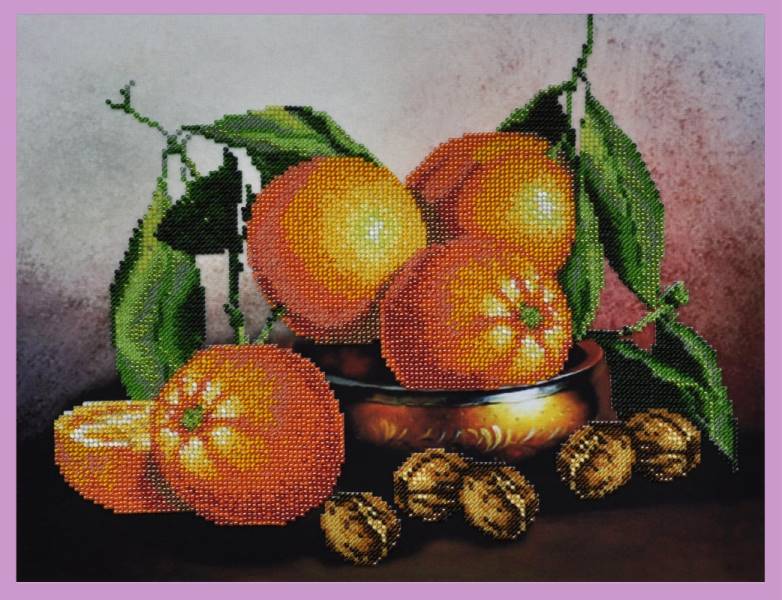 Buy Bead embroidery kit Still life with oranges-P-217
