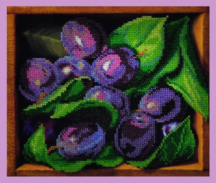 Buy Bead embroidery kit Still life with plums-P-218