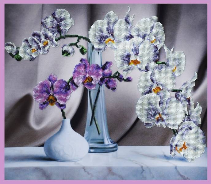 Buy Bead embroidery kit Still life with orchids-P-243