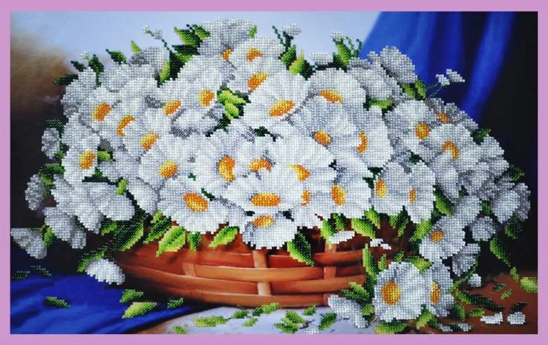 Buy Bead embroidery kit Chamomile basket-P-259