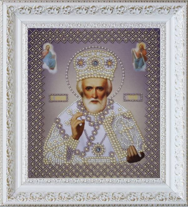 Buy Bead embroidery kit Icon of sv. St. Nicholas (Silver)-P-269