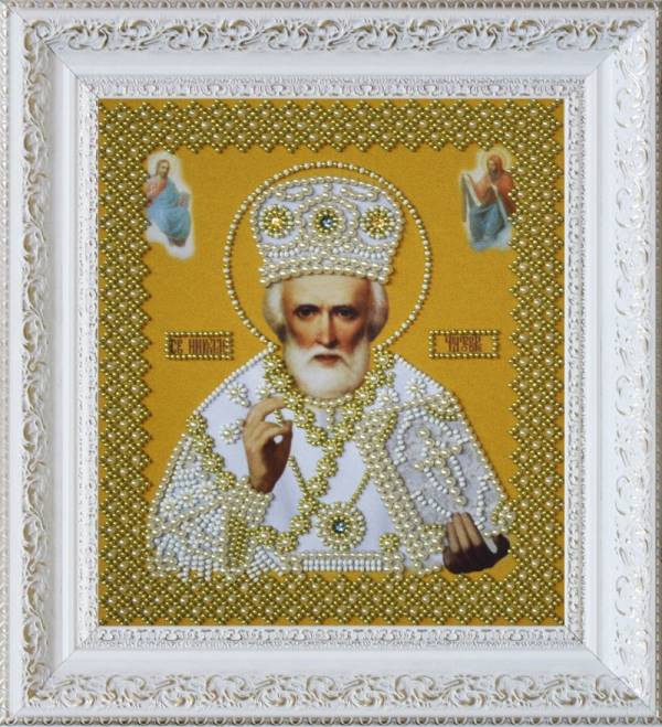 Buy Bead embroidery kit Icon of sv. St. Nicholas (gold)-P-270