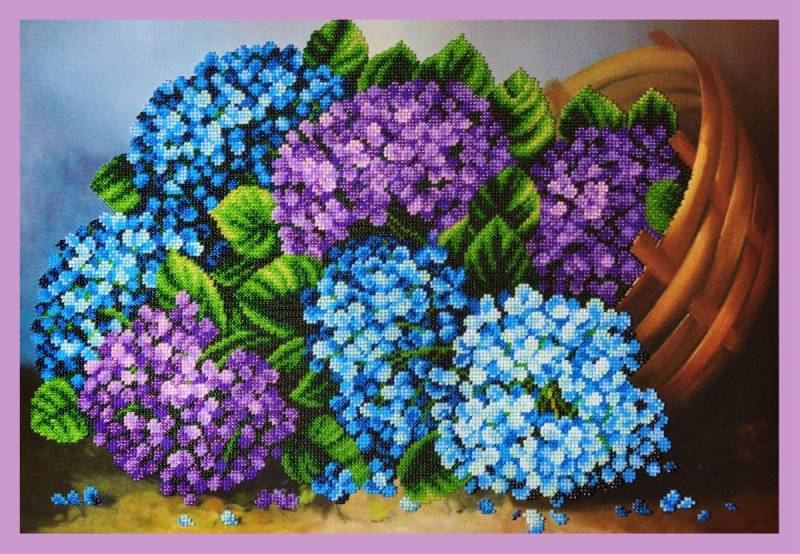 Buy Bead embroidery kit Hydrangeas in a basket-P-292