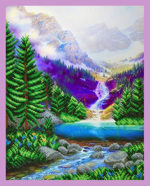 Buy Bead embroidery kit Waterfall in the mountains-P-297