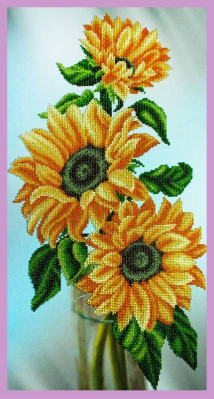 Buy Bead embroidery kit Still life with sunflowers-P-309