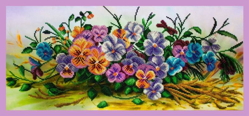 Buy Bead embroidery kit Pansies-P-312