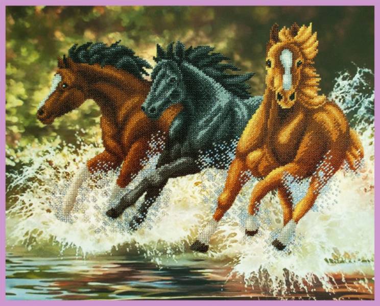 Buy Bead embroidery kit Running horses-P-325