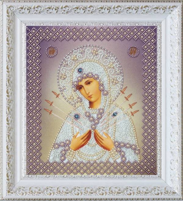 Buy Bead embroidery kit Icon of the Mother of God (silver)-P-328