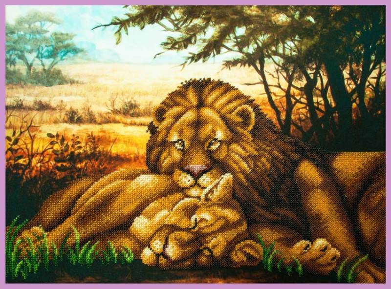 Buy Bead embroidery kit Lion's tenderness-P-346