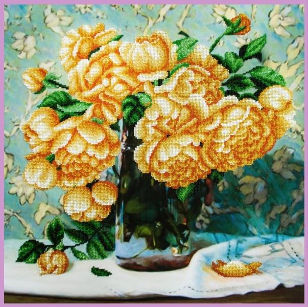 Buy Bead embroidery kit Still life with roses-P-349