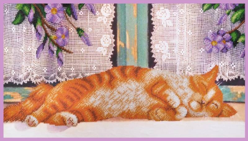 Buy Bead embroidery kit Red-headed cat-P-351