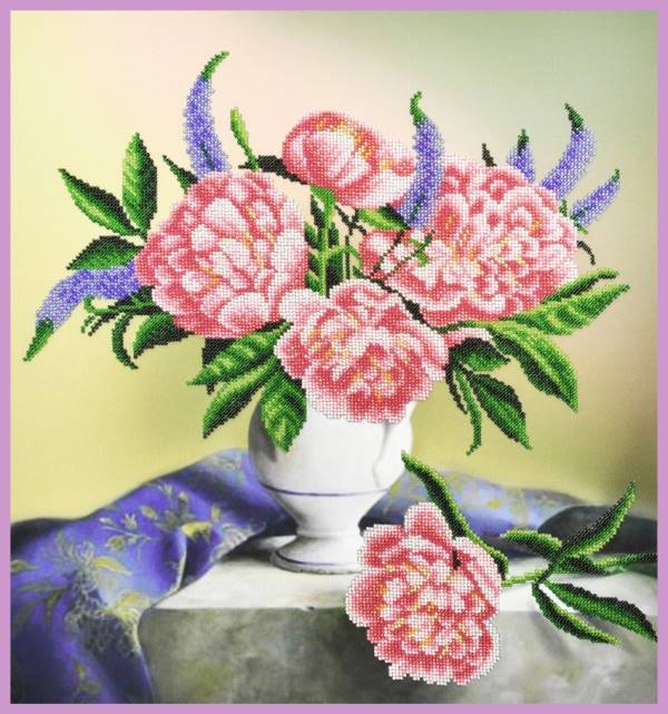 Buy Bead embroidery kit Peonies on the table-P-355
