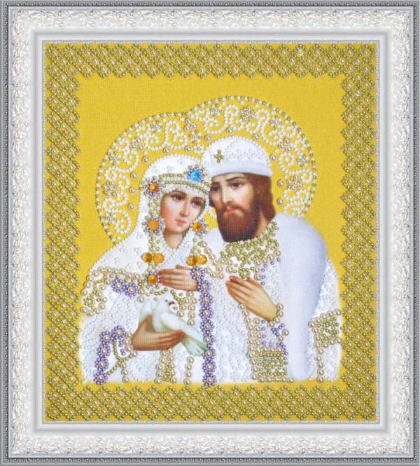 Buy Bead embroidery kit Saints Peter and Fevronia (pearl) gold-P-389