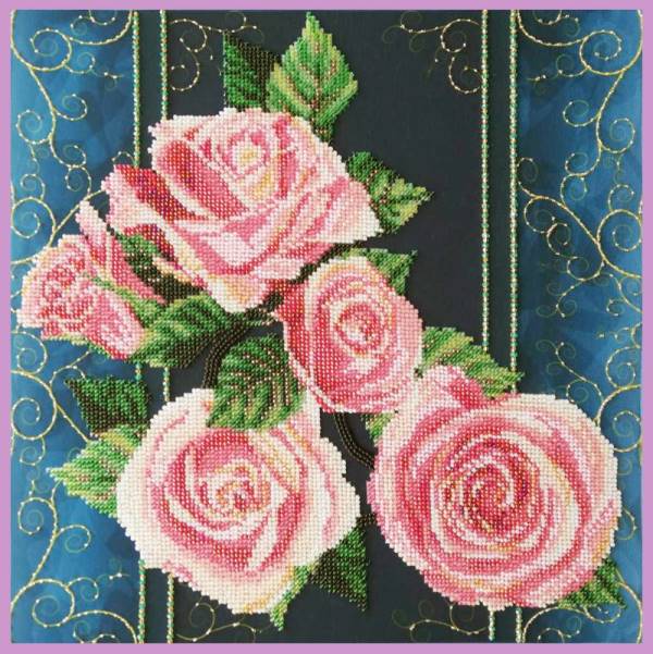 Buy Bead embroidery kit Roses. Vintage-P-420