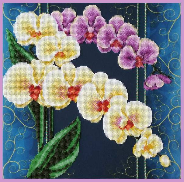 Buy Bead embroidery kit Orchids Vintage-P-421