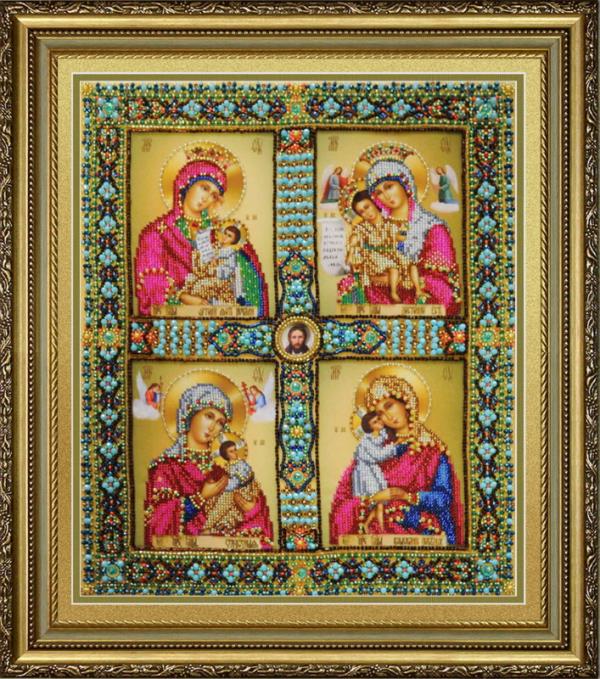 Buy Bead embroidery kit Four-part Icon of the Most Holy Theotokos-P-429
